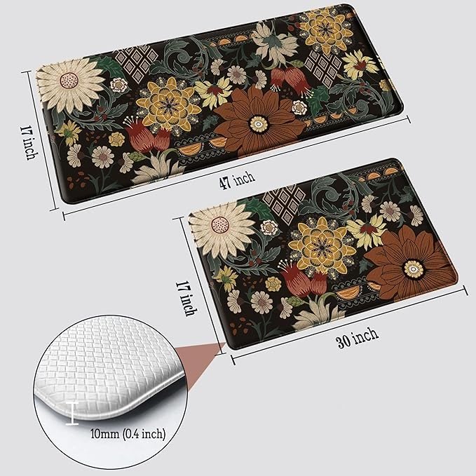 Deoxys Kitchen Rug Set 2 Piece Non Slip and Anti Fatigue Kitchen Mat Washable Mats and Rugs for KitchenHallway Runner Set Dining Room Entryway and Home Decoration Office - Image 2