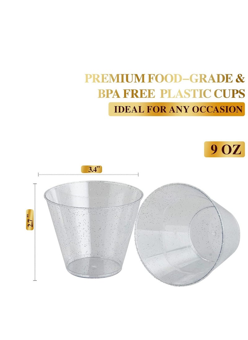SYOSI Disposable Plastic Cups Plastic Champagne Flutes Silver Glitter Plastic Cups 250ml Stemless Disposable Silver Rim Glasses Shatterproof Reusable Perfect For Wedding  Party Birthday Cup 20 Pack  - Image 5