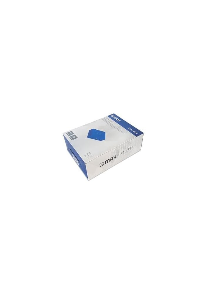 Maxi Medium Cash Box - Durable Steel Money Box with Tray and Lock, Blue - Image 5