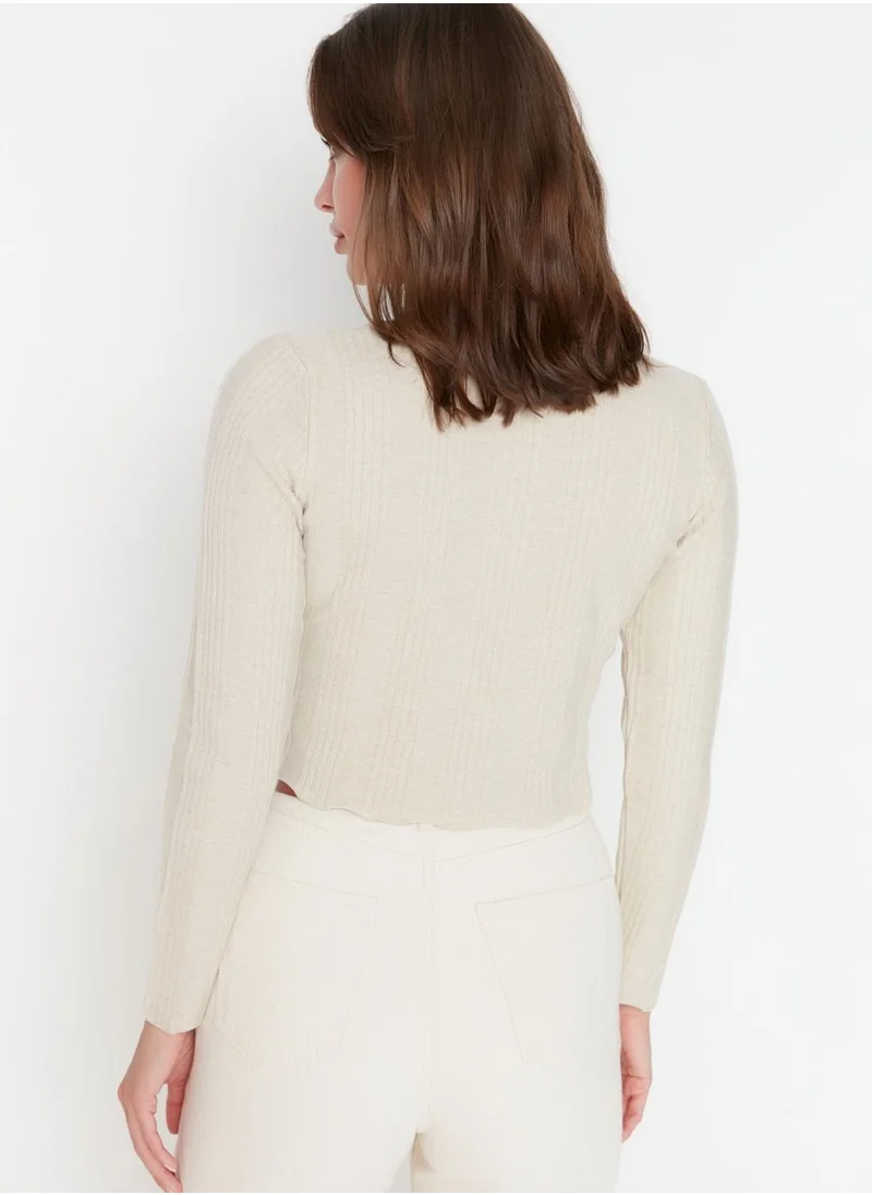 trendyol Button Detail Crop Knitted Sweater