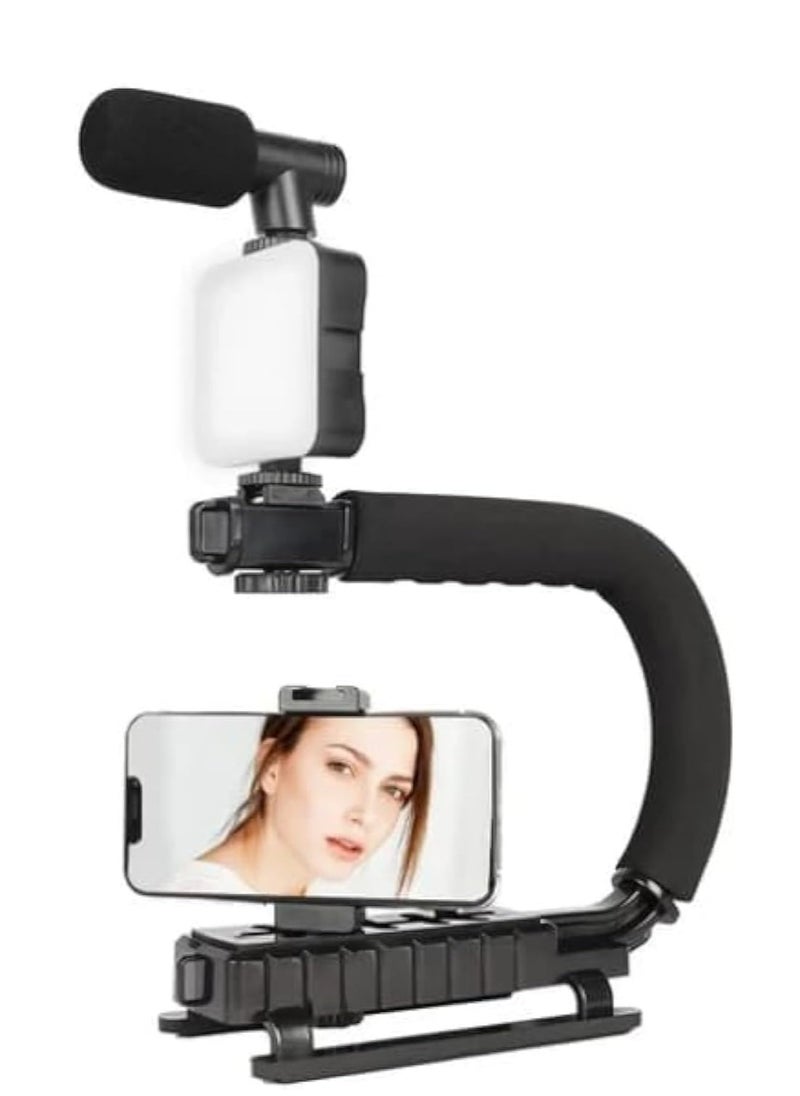 PLOKAMA - Video Recording Kit for Video Shooting and YouTube Video Recording for Any Mobile Phone or Digital Camera with LED Light, Microphone and Phone Holder-Model PK 777 - Image 1