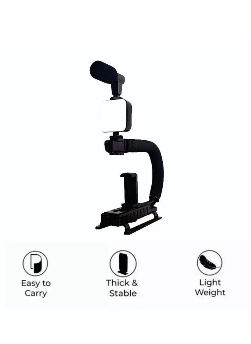 PLOKAMA - Video Recording Kit for Video Shooting and YouTube Video Recording for Any Mobile Phone or Digital Camera with LED Light, Microphone and Phone Holder-Model PK 777 - Image 1