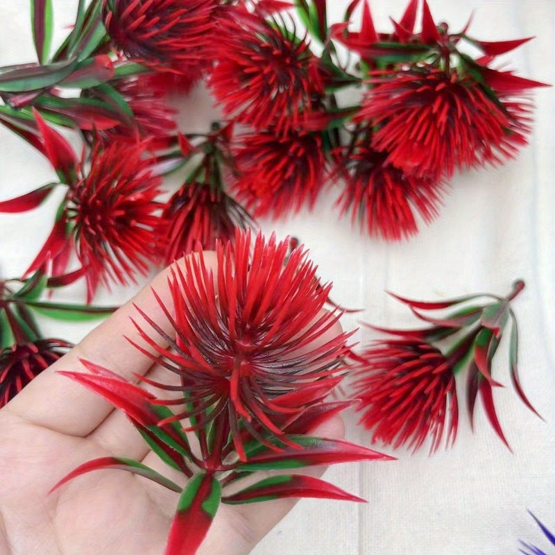 15 Green Artificial Pine Needle Plant Stems Home Decor Faux Flowers For Autumn Christmas Holiday - Image 2