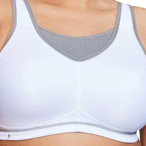 Glamorise صدرية رياضية بدون سلك بحجم كبير لا تتأرجح #1067 أبيض/رمادي - Image 2