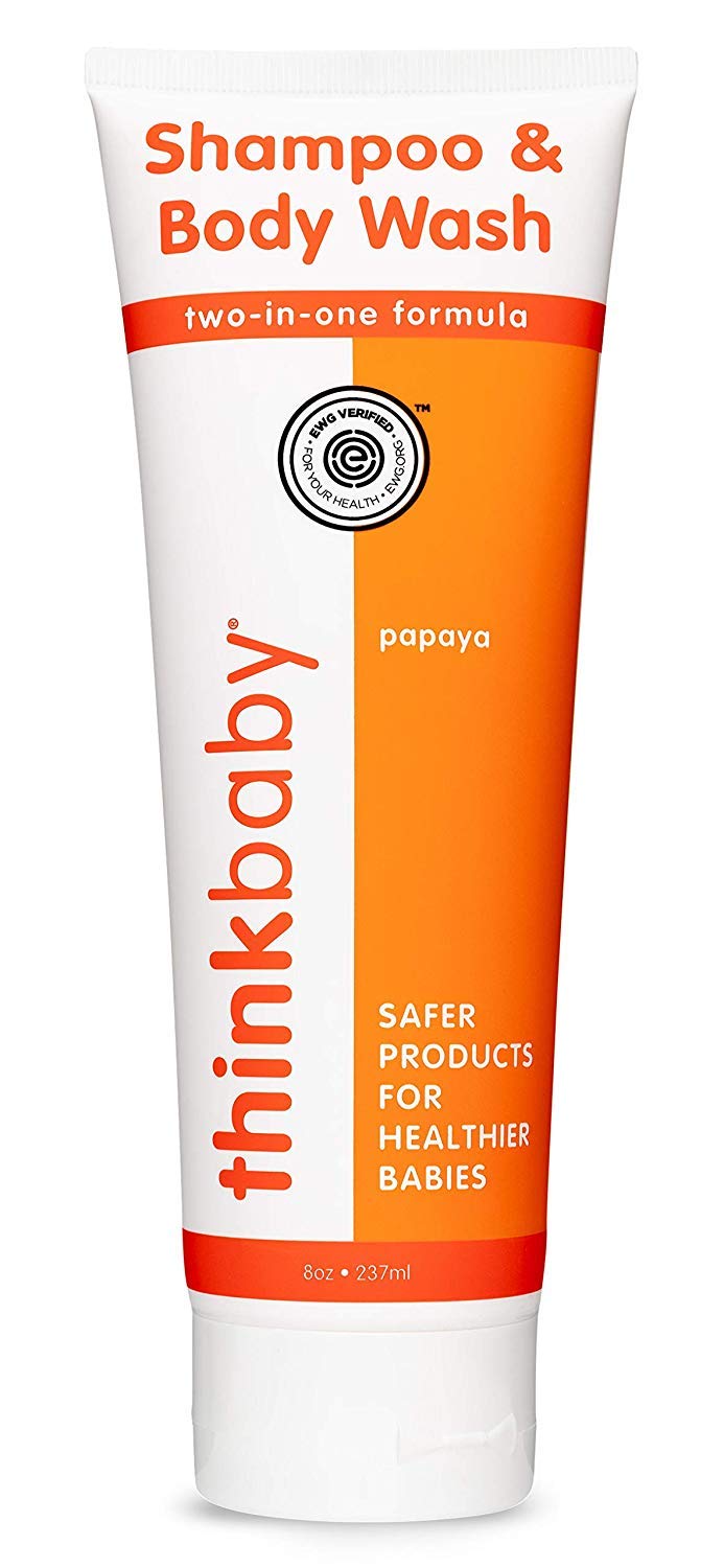 Thinkbaby Baby Shampoo for Hair & Body Wash for Sensitive Skin, Tear and Parabens Free, EWG Verified, Phthalates, Clean, Papaya, 8 Fl Oz - Image 1