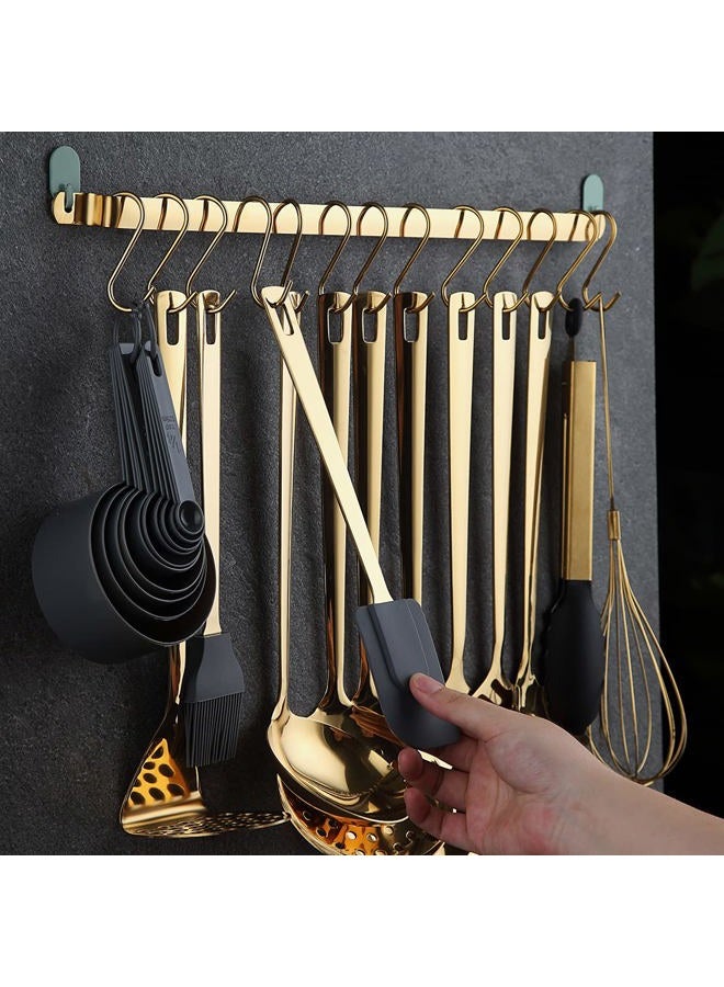 Kyraton Gold Cooking Utensils Set, Stainless Steel 37 Pieces Kitchen Utensils Set with Titanium Gold Plating, Kitchen Gadgets Tool Set with Utensils Racks Heat Resistant Dishwasher Safe - Image 5