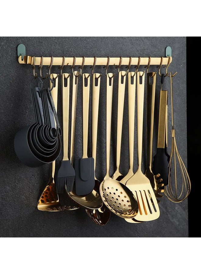 Kyraton Gold Cooking Utensils Set, Stainless Steel 37 Pieces Kitchen Utensils Set with Titanium Gold Plating, Kitchen Gadgets Tool Set with Utensils Racks Heat Resistant Dishwasher Safe - Image 3