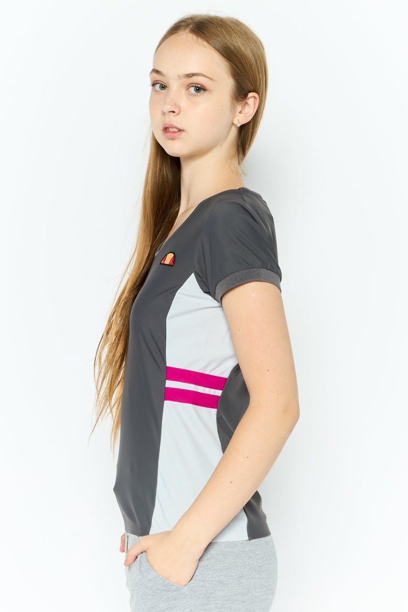 Ellesse تي شيرت تدريب قصير الأكمام للنساء، رمادي - Image 4