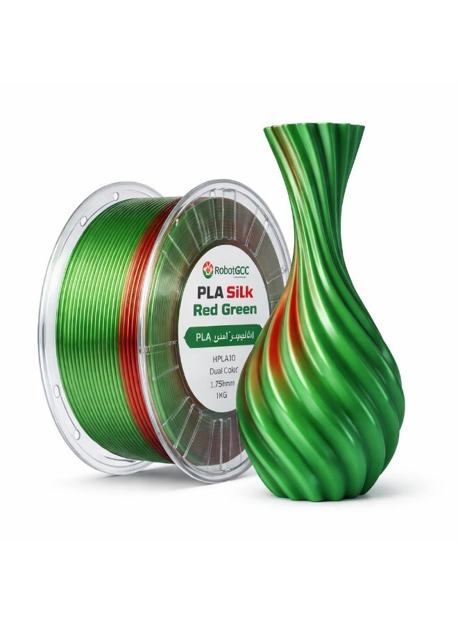 robotgcc PLA Silk Red Blue Green Gradient 1.75mm 3D Printer Filament – Premium Tri-Color Silk PLA for FDM Printing, Smooth Extrusion, High Precision Dimensional Accuracy, Low Warping, Strong Layer Adhesion, Glossy Finish Biodegradable Material for Cosplay Props, Artistic Models, Decorative Printing, Engineering Prototypes, Creative DIY Projects - Image 2