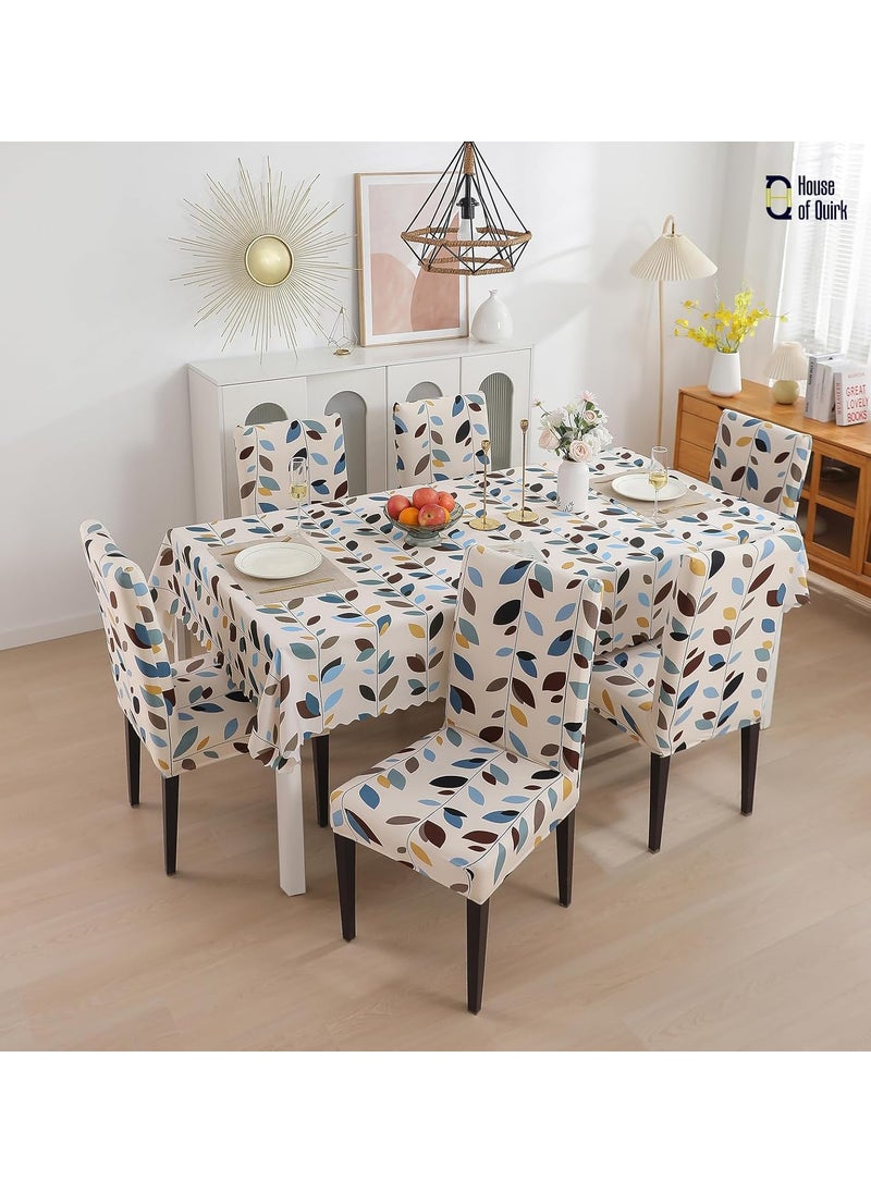 HOUSE OF QUIRK House of Quirk Polyvinyl Chloride Rectangular Dining Table Cover Waterproof With For Kitchen Dining Table Cloth Dust And Oil Repellent (White Leaf, 1 Piece Table Cover Only 140X220Cm)  - Image 3