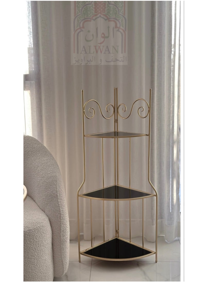alwan antiques and frames 3-Tier Gold Corner Shelf 