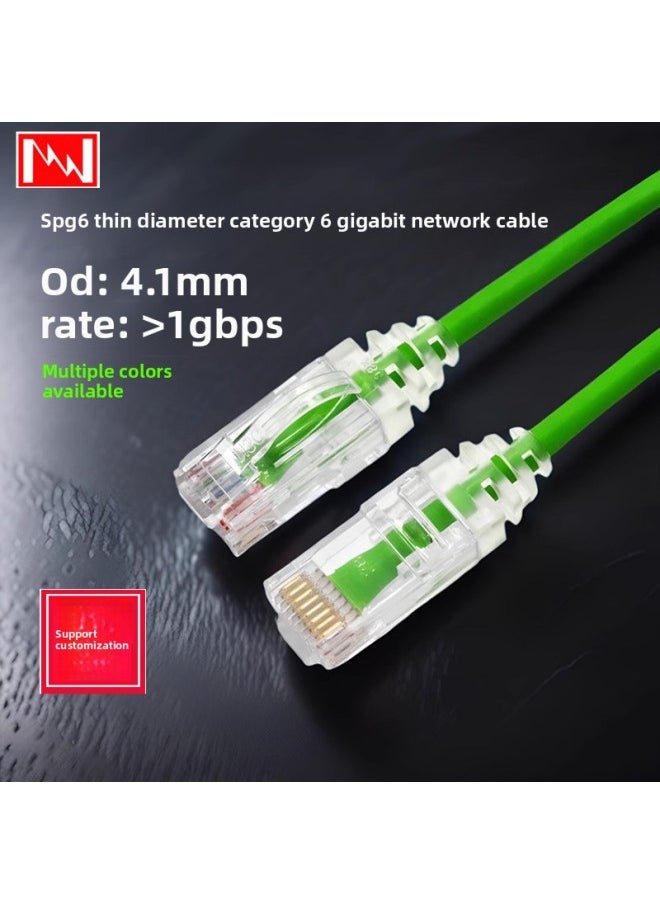 Generic NIPPON Daily Line Ultra-fine Soft Network Cable SPG6 Multi-strand Gigabit Six-class Jumper CAT6 High Speed From 0.3 M-Color:Six Types Of Very Fine Green DG-Line Length:1.5 M  - Image 2