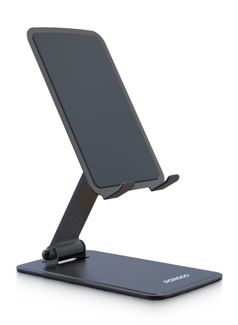 porodo Foldable Desktop Stand with Anti-Slip Base/ Universal Compatibility/ Adjustable Viewing Angle/ Horizontal & Vertical Stand, Up to 13" Laptop & Tablet Stand/ Full Rotation - Black - Image 1