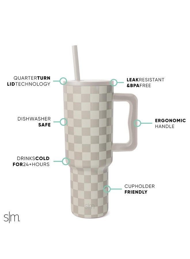 Simple Modern 40 oz Trek Tumbler with Handle and Straw Lid | Cup Holder Friendly Insulated Stainless Steel Travel Mug | Checkmate - Image 2