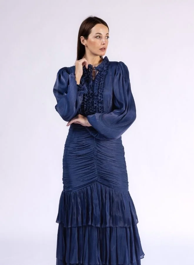 Fashonara Ruffled Draped and Layered Modest Dress