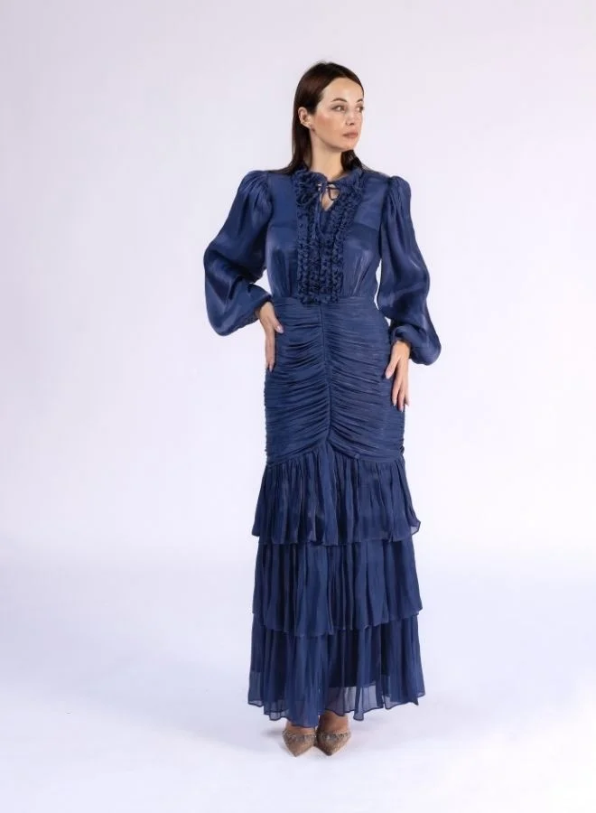 Fashonara Ruffled Draped and Layered Modest Dress
