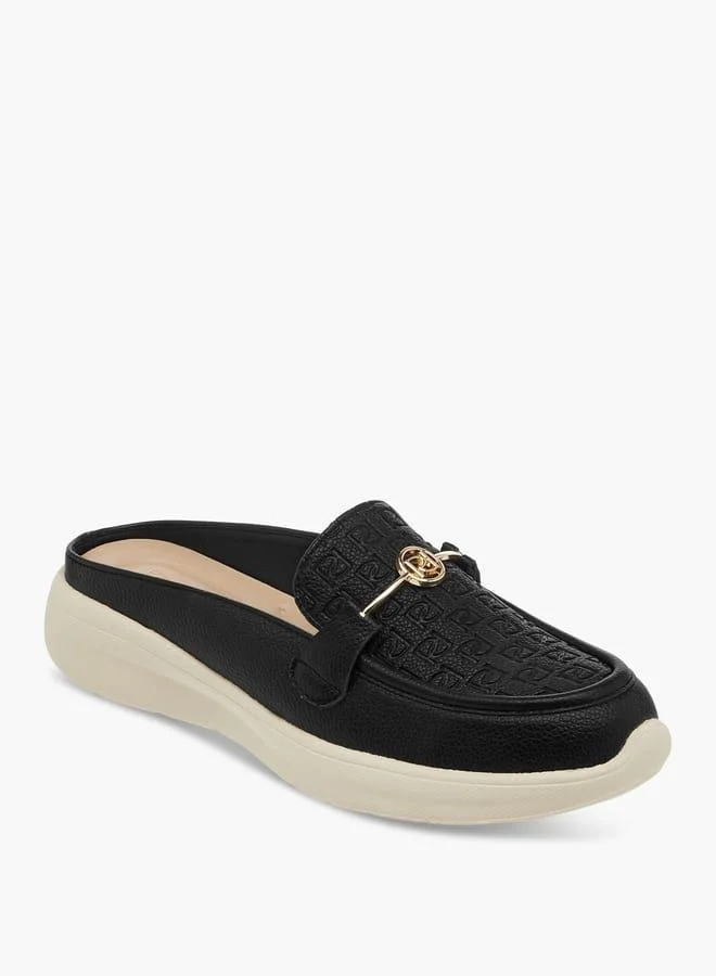 Women Monogram Embossed Slip-On Mules