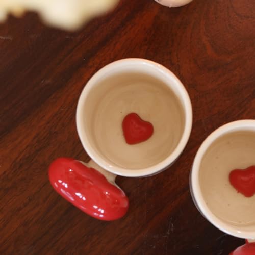 Craftribal Ceramic Heartbeat Mug Combo with Heart Handle & Pop Heart Inside, 350 ML, Pink & Red, Romantic Gift for Anniversary, Birthday, Boyfriend, Girlfriend, Coffee Lovers, Valentine's Day (2 Pcs) - Image 3