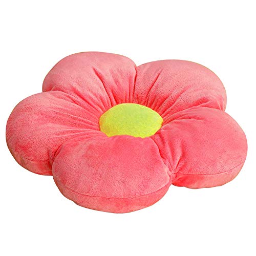 Peach Cuddle Polyester Velvet Flower Shaped Decorative Floor Cushion (16X16 Inch, Peach) - Image 1