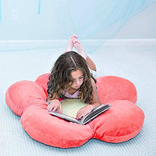 Peach Cuddle Polyester Velvet Flower Shaped Decorative Floor Cushion (16X16 Inch, Peach) - Image 2