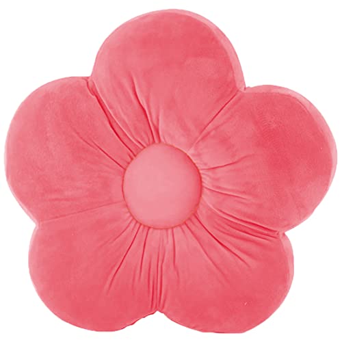 Peach Cuddle Polyester Velvet Flower Shaped Decorative Floor Cushion (16X16 Inch, Peach) - Image 4