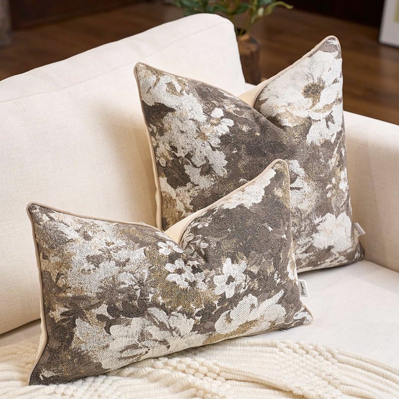Yangest Neutral Flower Pillow Cover 12 x 20 Inches, Nature Chenille Rectangle Throw Pillow Cover Soft Luxury Accent Couch Pillow Cover for Living Room Bedroom, Beige - Image 4