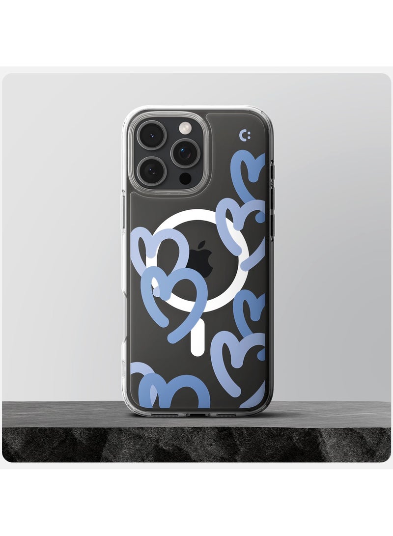 Spigen Ultra Hybrid MagFit for iPhone 16 Pro Case Cover with MagSafe (2024) Hearts Denim - Image 3