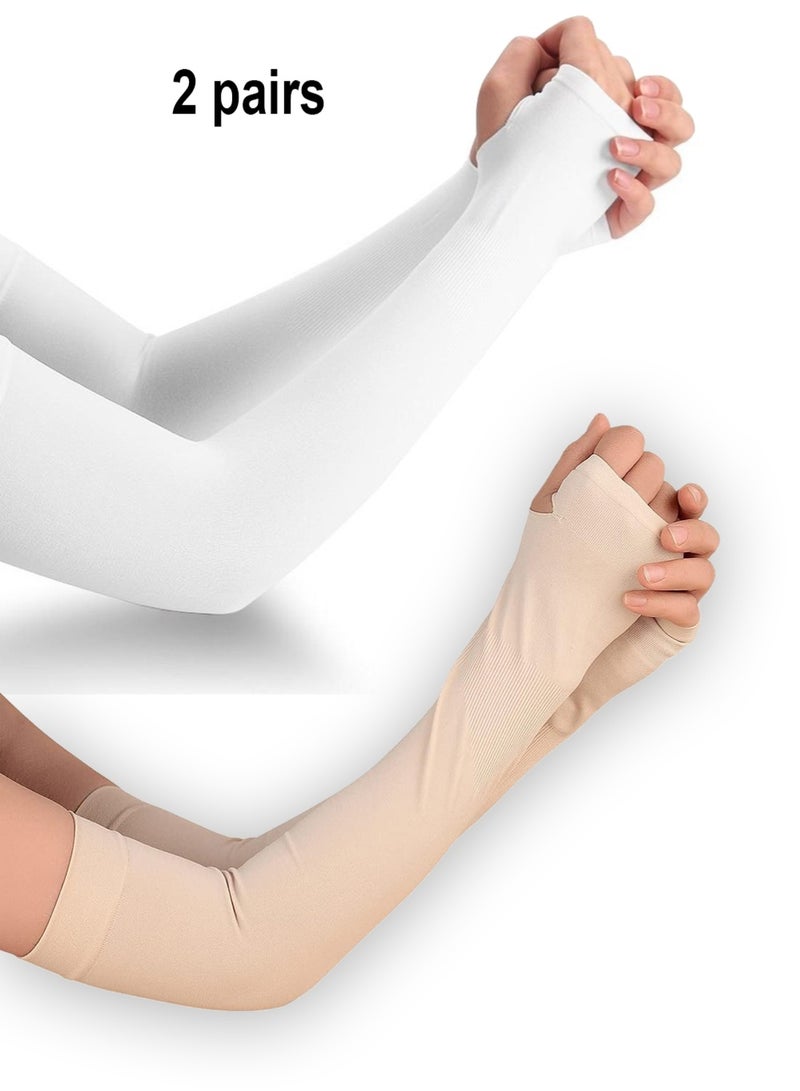 إيه جي دي زوجان من أكمام الذراع المريحة مع فتحة للإبهام، حماية من الشمس، للرياضة والتدريب وركوب الدراجات - Image 1