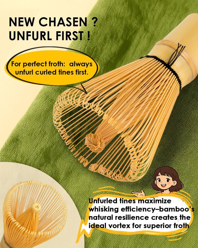 JUL WIND Bamboo Matcha Whisk Set with 2-pack 100% Natural Bamboo matcha Whisk,Sifter,Tea Scoop and Tea Spoon，Handcrafted Traditional Japanese Chasen, Matcha Kit for Authentic Matcha Tea Preparation - Image 5