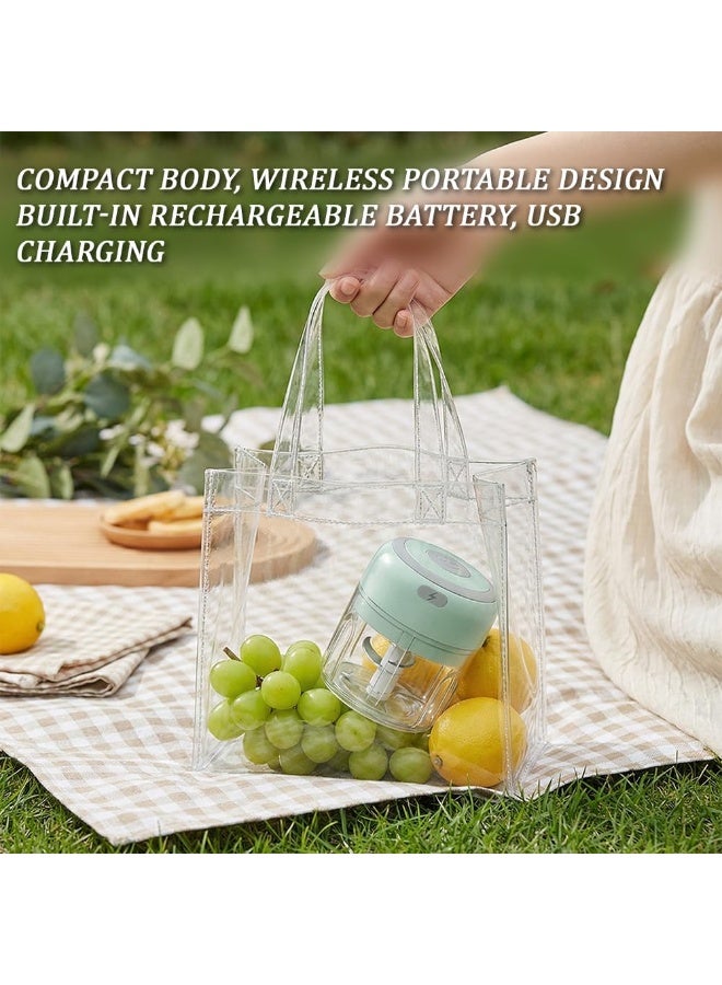 Hugifts Electric Mini Food Chopper, Rechargable Small Food Processor for Garlic, Puree, Onion, Herb, Veggie, Ginger, Fruit Blender (250ml+100ml 2 cups, Green) - Image 4