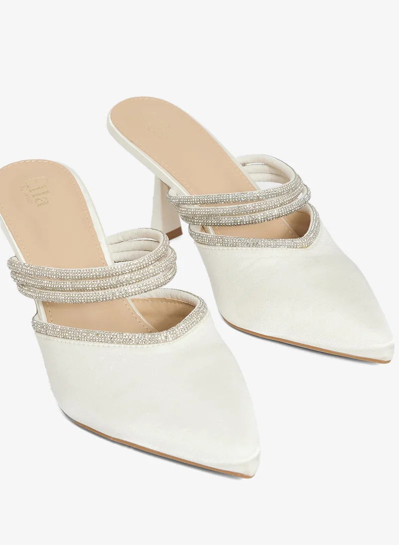 Ella White Slip On Heeled Mule for Women | Best Price UAE