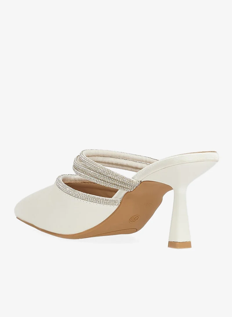 Ella White Slip On Heeled Mule for Women | Best Price UAE