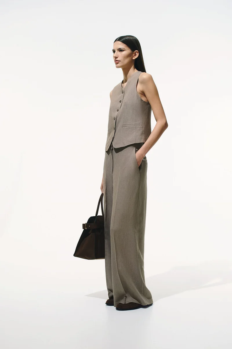 H&M Wide linen-blend trousers