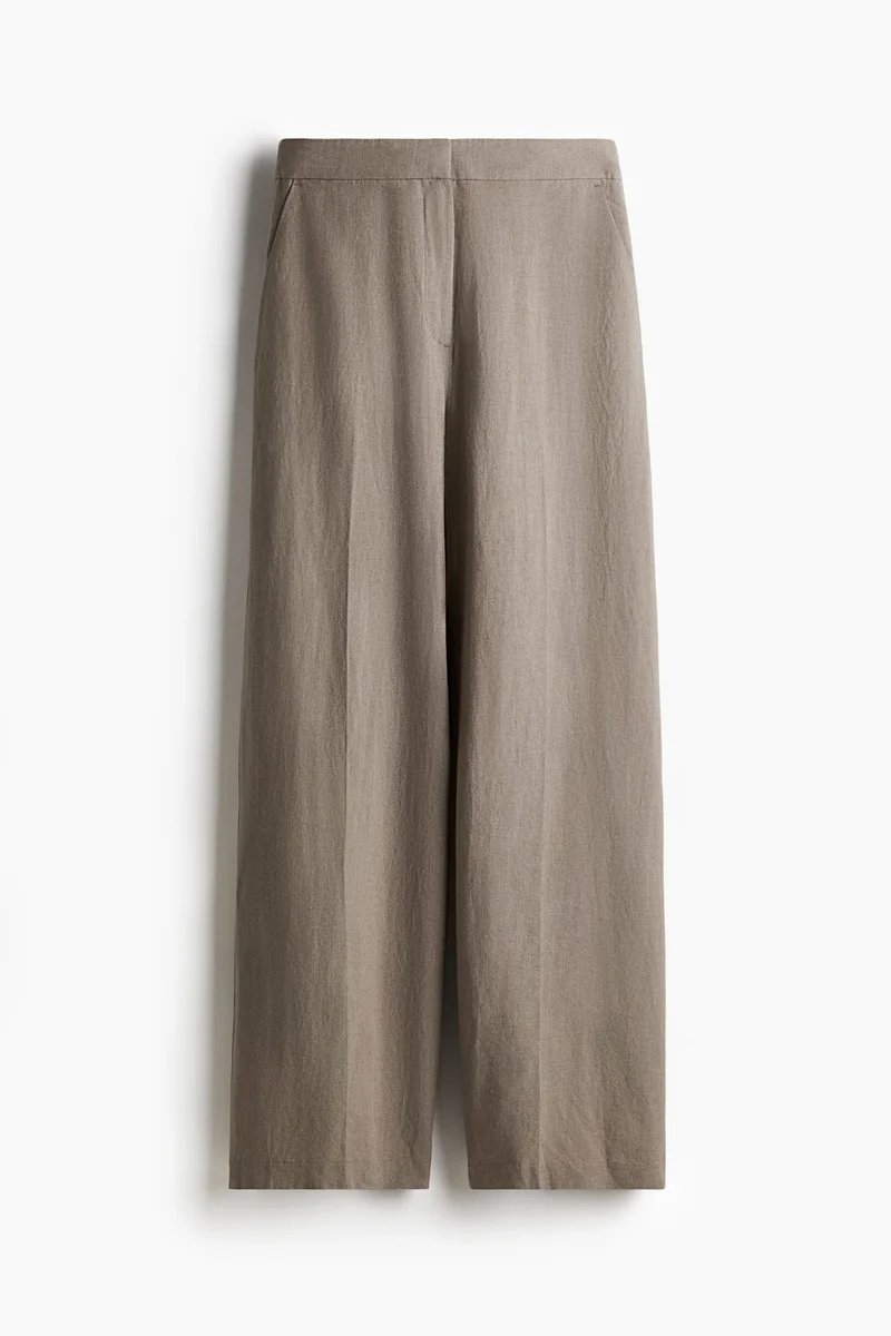 اتش اند ام Wide linen-blend trousers