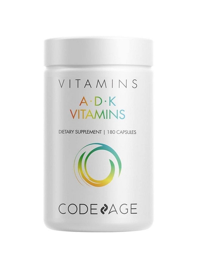 Codeage Adk Vitamin Supplement Vitamin A Vitamin D3 5000 Iu Cholecalciferol Vitamin K1 & K2 (Mk4 & Mk7) 6Month Supply Only One Daily Pill Helps Support Immune Health Bone & Heart 180 Capsules - Image 2