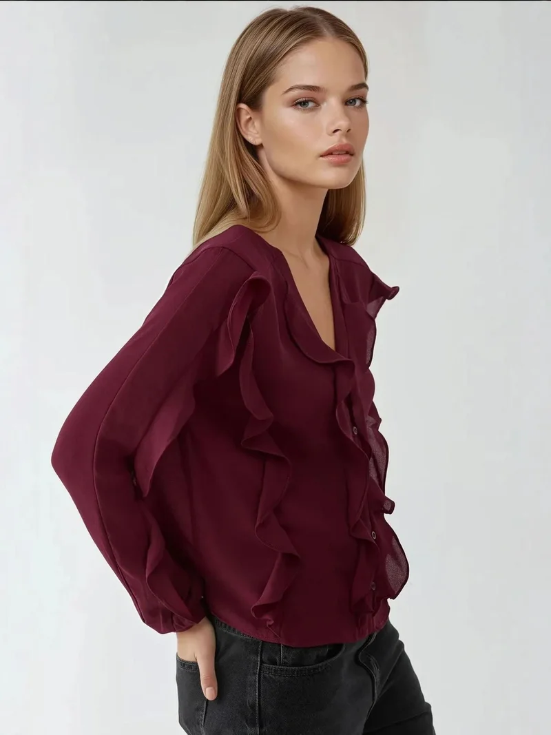 HICCUP Tippet Collar Flounced Bohemian Shirt