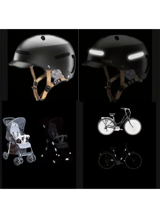 10 Pcs Reflective Safety Stickers 27 56x7 09 Inches High Visibility Black Reflective Tape Scratch Resistant Durable Polyethylene Material Suitable for Helmets and Bicycles Use at Night and Day - Image 4