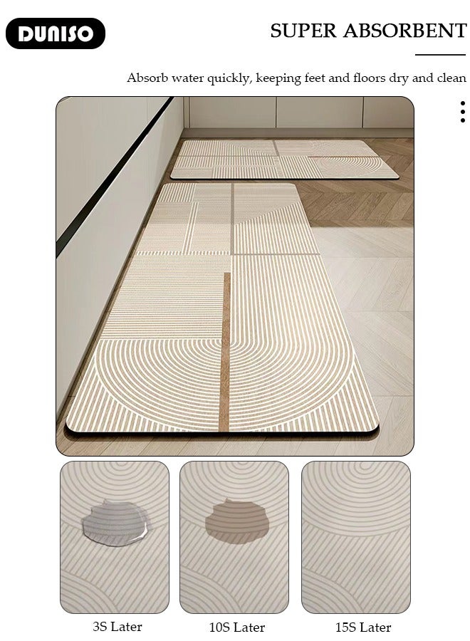 DUNISO 2 PCS  Kitchen Mats and Rugs Set , Non Slip Heavy Duty Standing Mat, Quick Dry Diatom Mud Floor Mat,  Extra Soft and Absorbent Floor Mats for  Kitchen, Bath, Office, Laundry(40*60cm+40*120cm) - Image 2