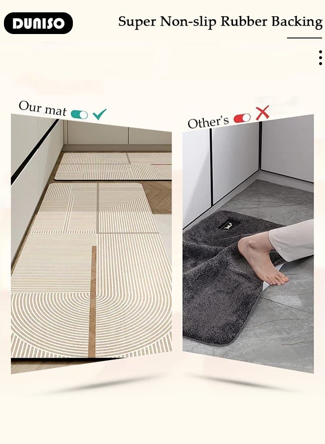 DUNISO 2 PCS  Kitchen Mats and Rugs Set , Non Slip Heavy Duty Standing Mat, Quick Dry Diatom Mud Floor Mat,  Extra Soft and Absorbent Floor Mats for  Kitchen, Bath, Office, Laundry(40*60cm+40*120cm) - Image 3