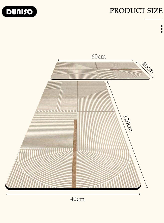 DUNISO 2 PCS  Kitchen Mats and Rugs Set , Non Slip Heavy Duty Standing Mat, Quick Dry Diatom Mud Floor Mat,  Extra Soft and Absorbent Floor Mats for  Kitchen, Bath, Office, Laundry(40*60cm+40*120cm) - Image 4