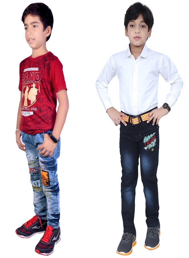 KUNDAN Boy's Sky Blue & Black Regular Fit Jean (Pack of 2, 6 Year to 7 Year Boy's) - Image 4