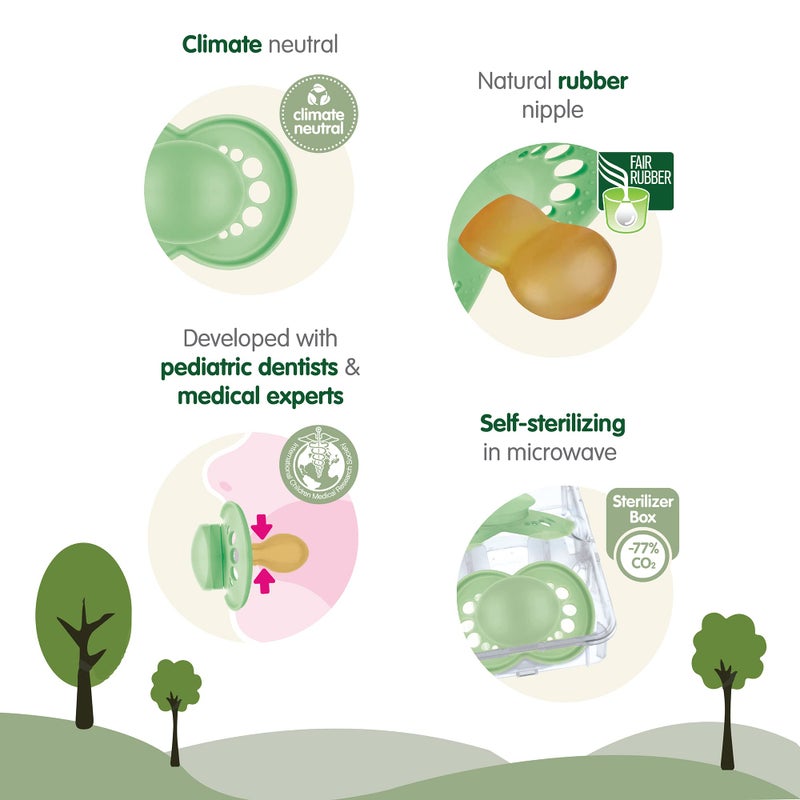 MAM Original Latex Pacifiers, Binky Pacifier for 6-16 Months, Natural Rubber Nipple, Made from Bio-Circular Materials, Easy to Clean, with Sterilizer Case, 2 Count Binkies - Image 2