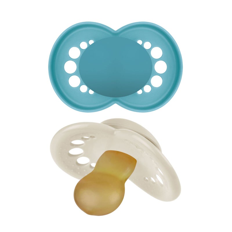 MAM Original Latex Pacifiers, Binky Pacifier for 6-16 Months, Natural Rubber Nipple, Made from Bio-Circular Materials, Easy to Clean, with Sterilizer Case, 2 Count Binkies - Image 1