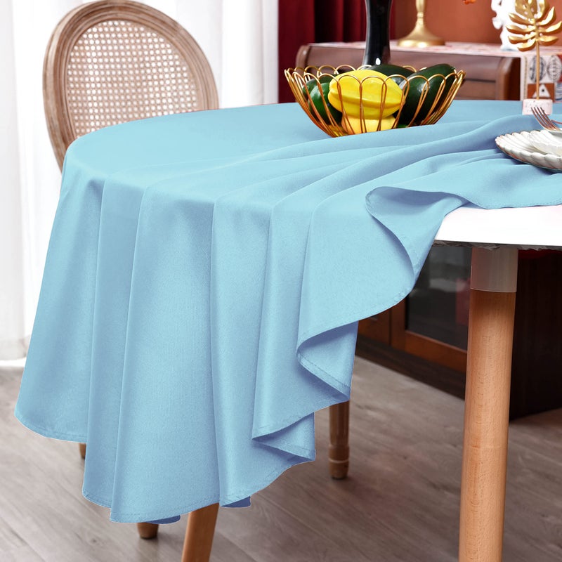 MEANMOY Baby Blue 210 GSM Water & Stain Resistant Round Tablecloth for Circle Table - Solid 60 Inch Table Cloth Cover in Wrinkle Free Durable Washable Polyester Fabric for Wedding  Party  Banquet - Image 3