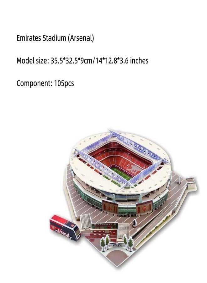 ISFIBA Classic Football Stadium Puzzle,3D Puzzle Soccer Club Venues,3D Paper Model Building Puzzle Kit, Soccer Stadium Souvenir Gift,Handmade Puzzle Ornaments，Cardboard Model (Emirates Stadium) - Image 2