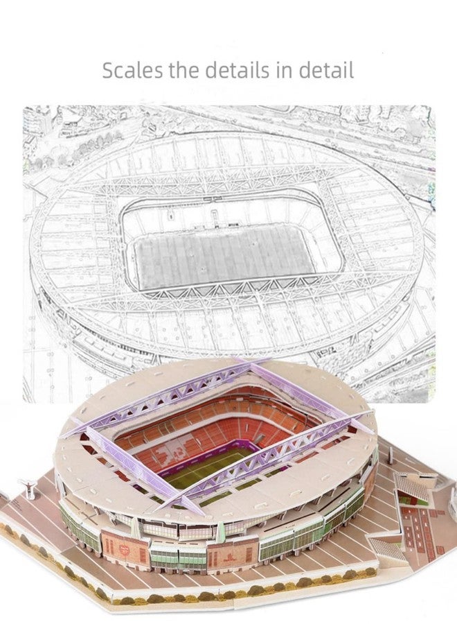 ISFIBA Classic Football Stadium Puzzle,3D Puzzle Soccer Club Venues,3D Paper Model Building Puzzle Kit, Soccer Stadium Souvenir Gift,Handmade Puzzle Ornaments，Cardboard Model (Emirates Stadium) - Image 4