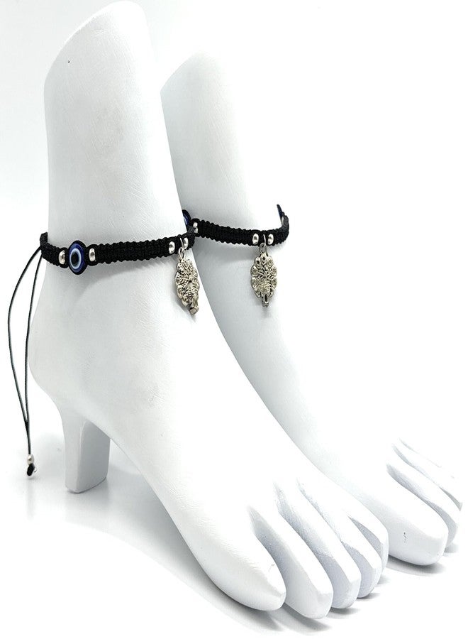 Jyokrish Handmade Black silk dori hanging scooter Evil eye anklet For Women | girls | Nazariya |Anklet |Payal | Nazar Battu | adjustable| free size| Pair of 1 - Image 2