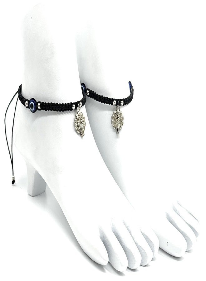 Jyokrish Handmade Black silk dori hanging scooter Evil eye anklet For Women | girls | Nazariya |Anklet |Payal | Nazar Battu | adjustable| free size| Pair of 1 - Image 3