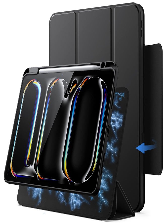 جي تيك جراب JETech المغناطيسي القابل للفصل لجهاز iPad Pro مقاس 11 بوصة M5/M4 (2025/2024) مع حامل قلم، وغطاء شفاف دوار قابل للإزالة، وحامل عمودي/أفقي مع شاشة مرتفعة للعرض (أسود) - Image 1