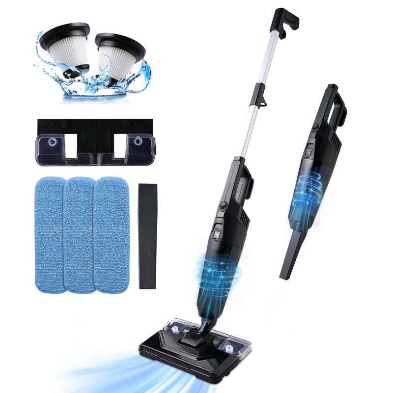 REECOO Stick Vacuum Cleaner with 3 Mop Pads Electirc Mop 600W 18kpa Powerful Suction Corded Upright Vacuum Lightweight Electric mop for Tile Hardwood FloorMarble Cleaning